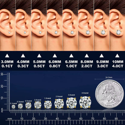 MOISSANITE  ROUND CUT STUD EARRINGS SILVER