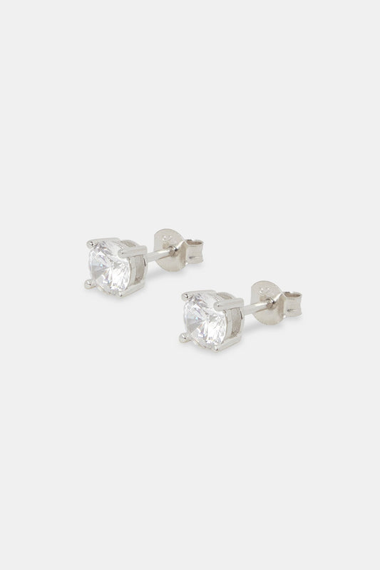 MOISSANITE  ROUND CUT STUD EARRINGS SILVER