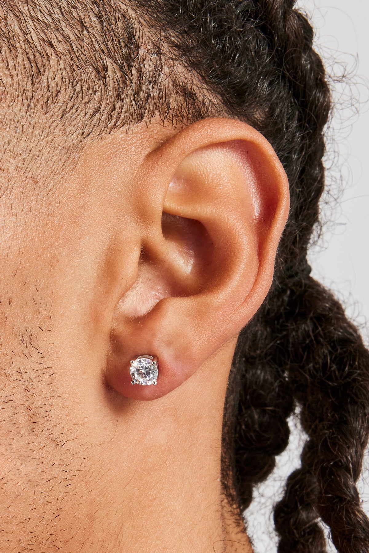 MOISSANITE  ROUND CUT STUD EARRINGS SILVER